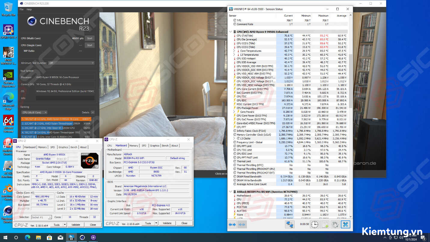 Điểm số Cinebench R23 ở thiết lập mặc định