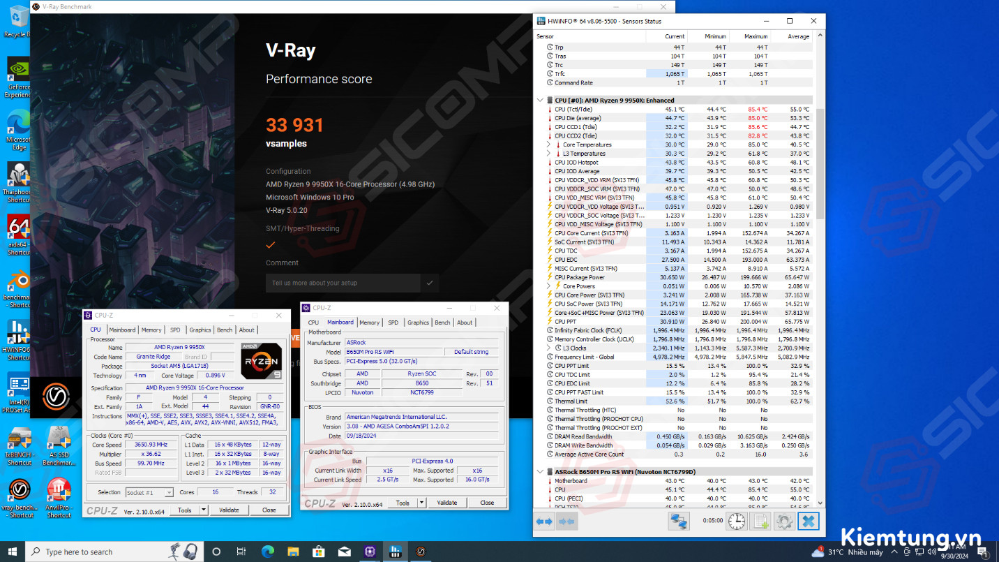 Điểm số xử lý đồ họa trên V-Ray Benchmark