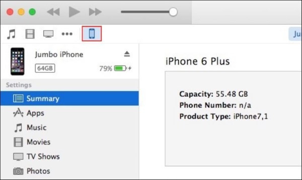 cach-doc-panic-full-iphone-15 Mở iTunes > chọn biểu tượng điện thoại