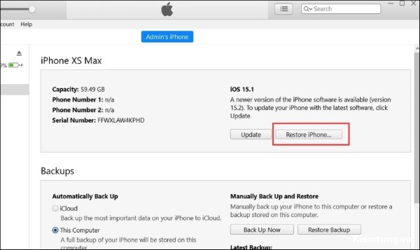 cach-doc-panic-full-iphone-16 Nhấn Restore iPhone