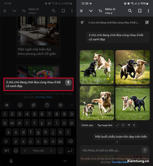 Bạn chỉ cần mô tả hình ảnh mà bạn muốn Meta AI tạo ra