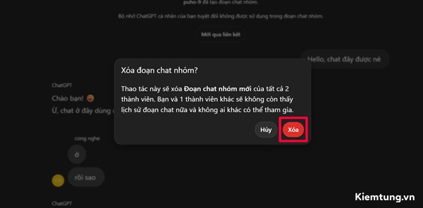 Xác nhận Xóa vĩnh viễn để hoàn tất việc xóa