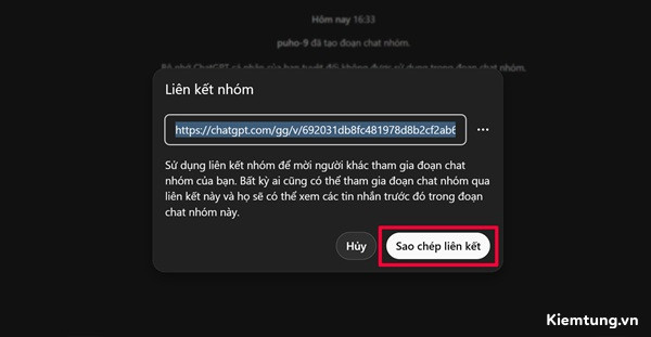 Nhấp vào Sao chép liên kết rồi gửi đường dẫn cho những người bạn muốn tham gia