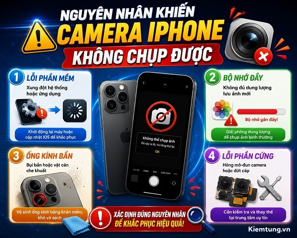 Nguyên nhân khiến camera iPhone không chụp được