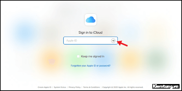 Mở iCloud.com và đăng nhập bằng Apple ID