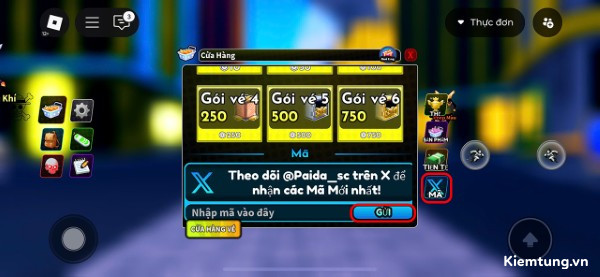 code-arise-crossover-4 Chọn mục Nhập mã và nhấn Gửi