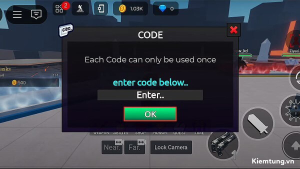Nhập chính xác mã code và nhấn Enter