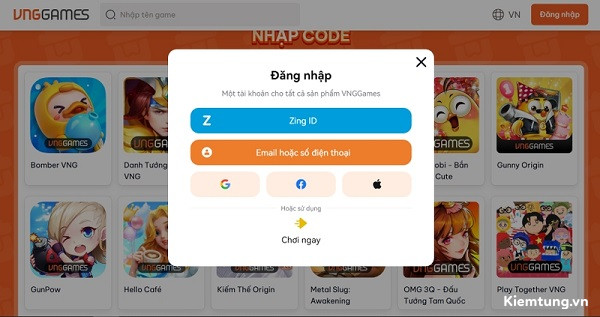Đăng nhập tài khoản đã liên kết với game Hello Café VNG