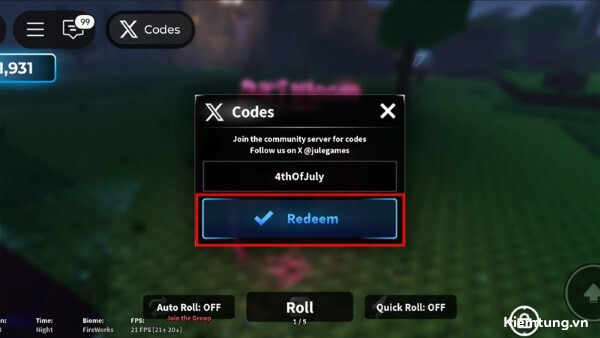 code-jules-rng-4 Nhấn Redeem để nhận thưởng