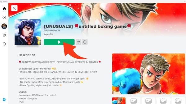 code-untitled-boxing-game-4 Mở ứng dụng Roblox và nhập tên trò chơi Untitled Boxing Game