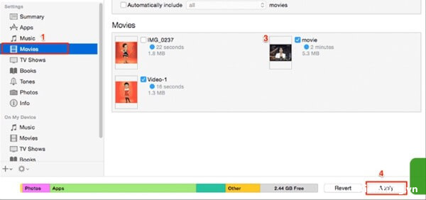 copy-video-tu-may-tinh-vao-iphone-3 Nhấn Apply để đồng bộ dữ liệu
