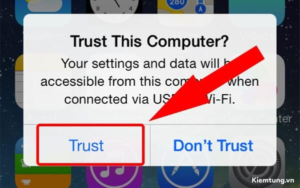 copy-video-tu-may-tinh-vao-iphone-4 Nhấn Trust để cấp quyền truy cập