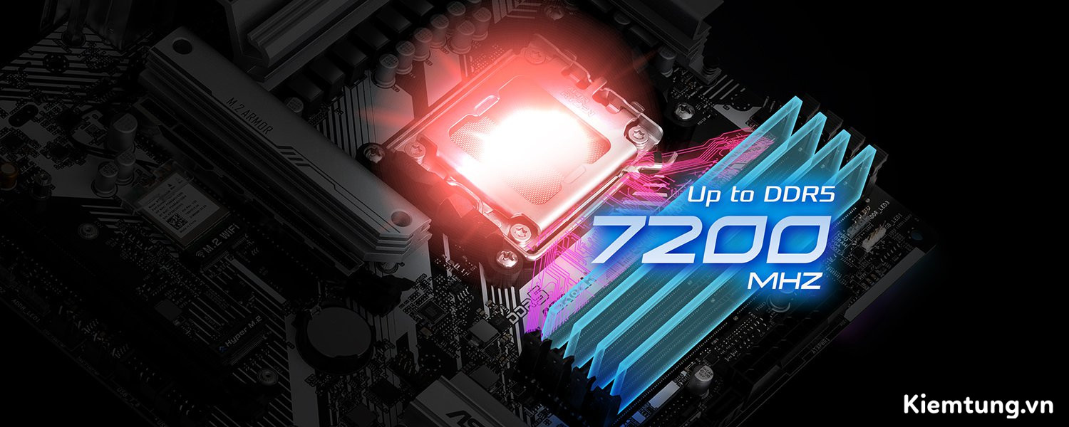 Bốn khe cắm RAM DDR5 hỗ trợ công nghệ XMP và EXPO