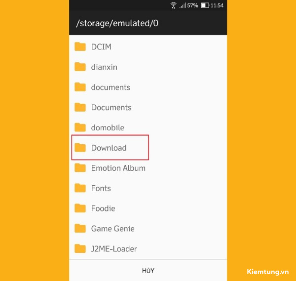 Chọn file trong thư mục Download