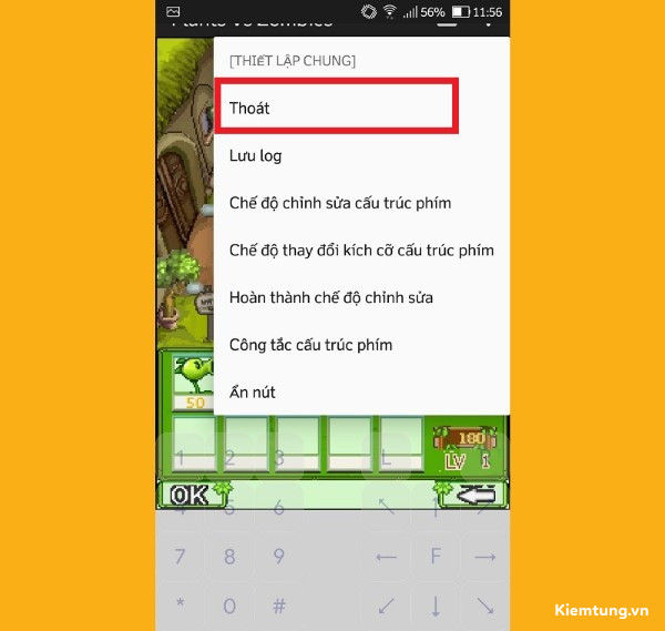 Chọn “Thoát” để dừng