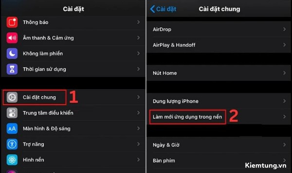 Chọn Làm mới ứng dụng nền