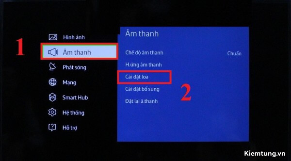 Mở Menu > Âm thanh > Cài đặt loa