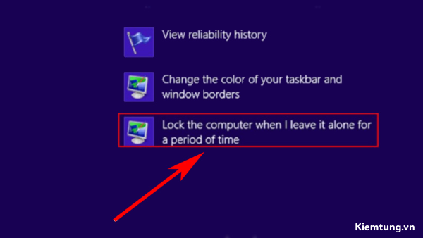 Chọn Lock the computer when I leave it alone for a period of time