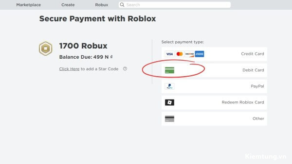 nap-robux-10 Chọn Debit Card