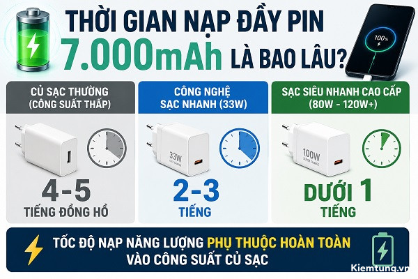 Thời gian nạp đầy pin 7.000mAh là bao lâu?