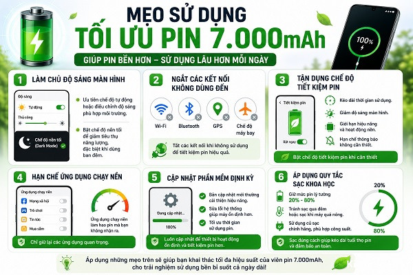 Mẹo sử dụng tối ưu pin 7.000mAh