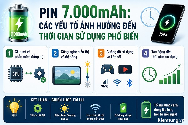 Các yếu tố ảnh hưởng đến pin 7.000mAh