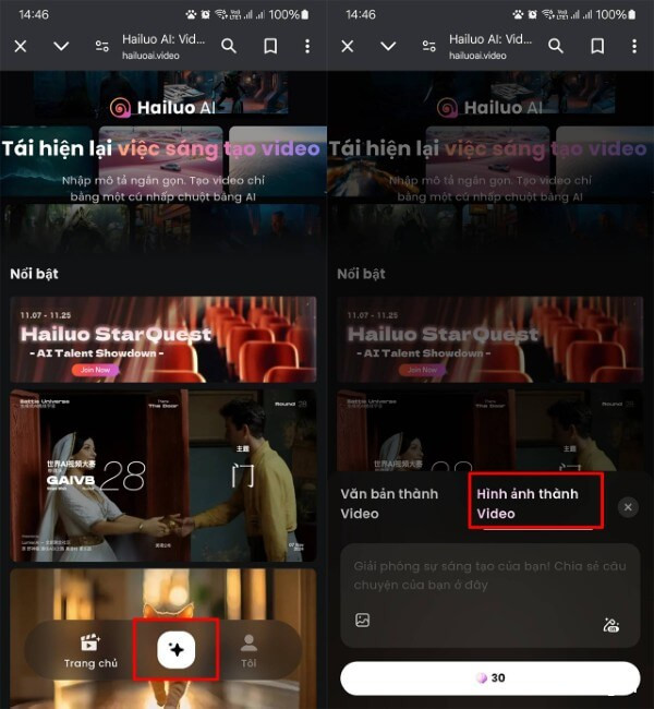 tao-video-ai-mien-phi-tu-anh-4 Nhấn biểu tượng dấu “+” để bắt đầu tạo video
