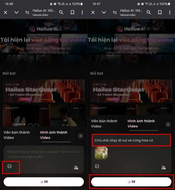 tao-video-ai-mien-phi-tu-anh-5 Chọn Hình ảnh thành video và nhập mô tả cho video