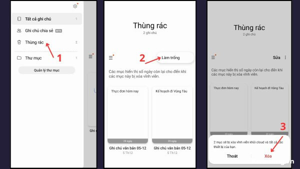 xoa-thung-rac-dien-thoai-samsung-14 Nhấn Xóa để xác nhận